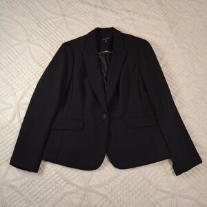 Talbots Womens 14 Blazer Black Single Button Notched Lapel Professional Career